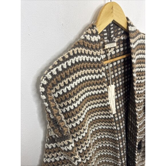 NWT Love stitch Lovestich Woman M Coatigan Cardigan Sweater Knit Brown - Picture 3 of 6